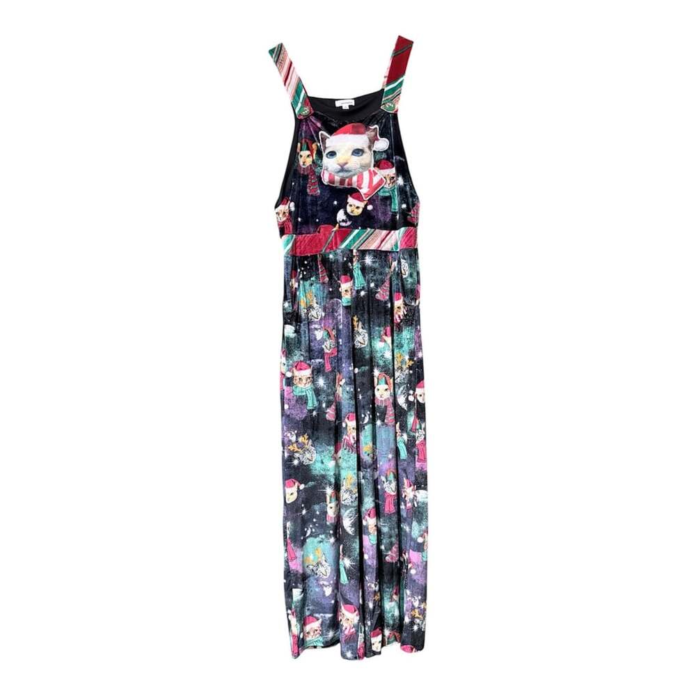 eyeshadow Velvet Christmas Cat Wide Leg Jumpsuit